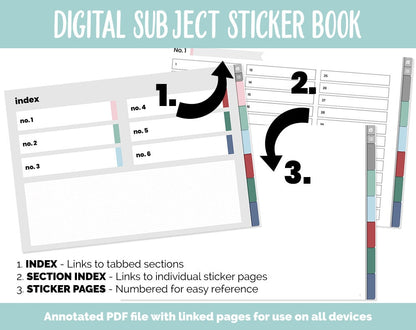 Blank Subject Digital Sticker Books | Merry Theme | Goodnotes, iPad & Android