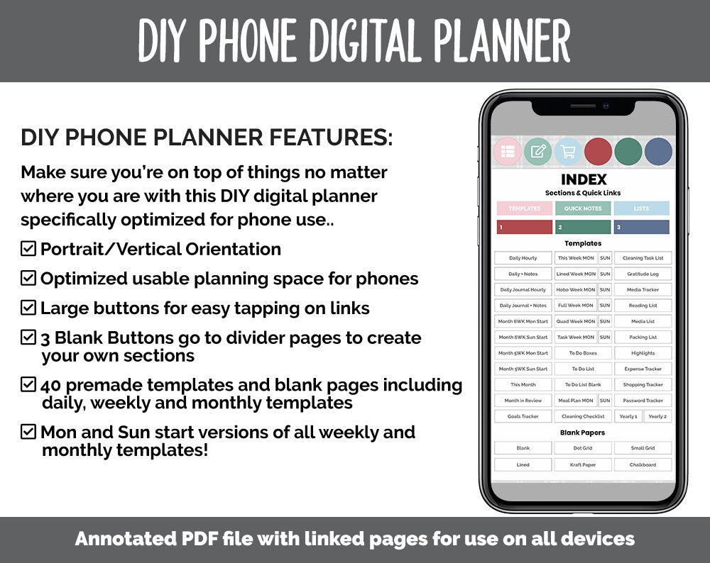 DIY Phone Digital Planner | Merry Theme | Goodnotes, iPad & Android | Hobonichi, Planner, Notebook
