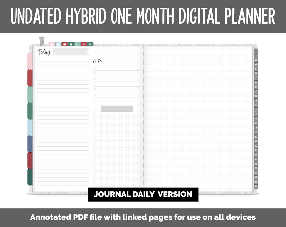 Undated Hybrid One Month Digital Planner | Merry Theme | GoodNotes, iPad & Android
