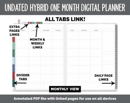 Undated Hybrid One Month Digital Planner | Merry Theme | GoodNotes, iPad & Android