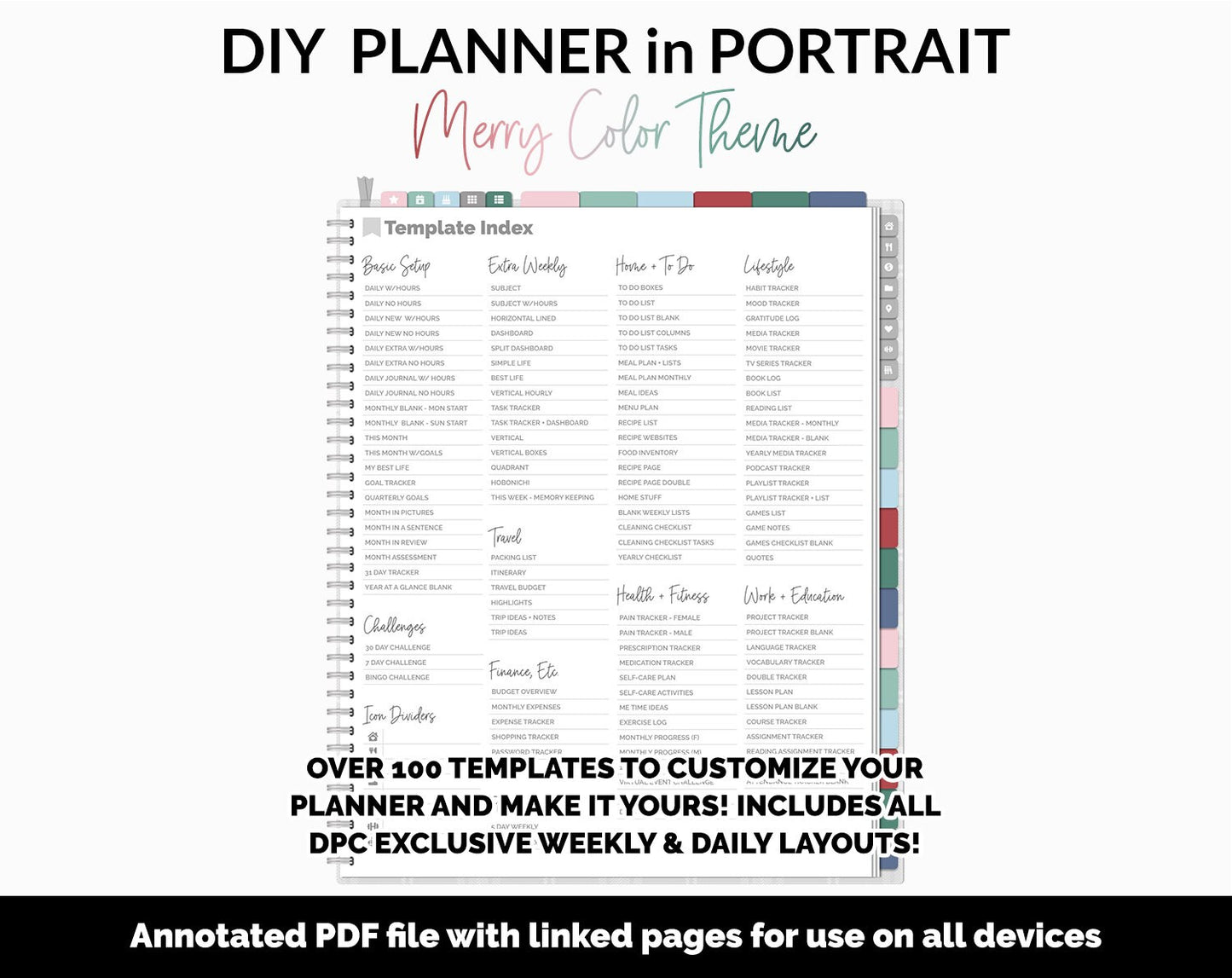 DIY Portrait Digital Planner | Merry Theme | Goodnotes, iPad & Android
