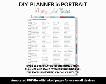 DIY Portrait Digital Planner | Merry Theme | Goodnotes, iPad & Android