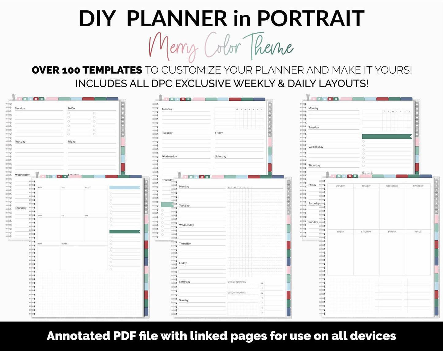 DIY Portrait Digital Planner | Merry Theme | Goodnotes, iPad & Android