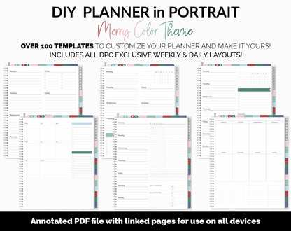 DIY Portrait Digital Planner | Merry Theme | Goodnotes, iPad & Android