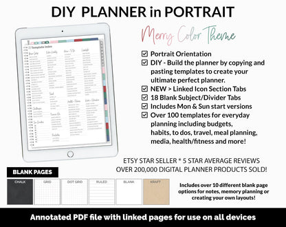 DIY Portrait Digital Planner | Merry Theme | Goodnotes, iPad & Android