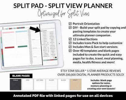 Split Pad | Split View Digital Planner | Merry Theme | GoodNotes & iPad