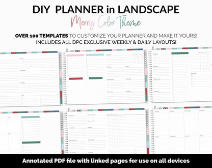 DIY Landscape Digital Planner | Merry Theme | Goodnotes, iPad & Android | Notebook
