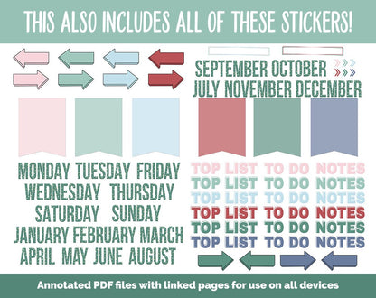 31 Day Digital Journal + Sticker Bundle | Merry Theme