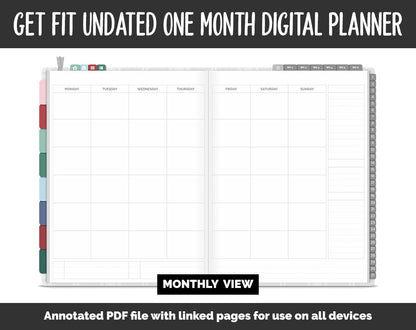 Undated Get Fit One Month Digital Planner | Merry Theme | GoodNotes, iPad & Android | Fitness, Self-Care, Health, Workout