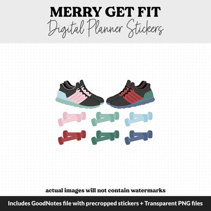 Get Fit Merry Digital Stickers | GoodNotes & iPad | Fitness, Health, Self-Care, Workout