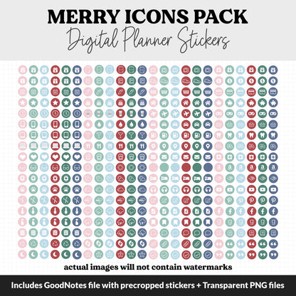 Merry Icons Digital Planner Stickers | GoodNotes, iPad and Android | Icons, Life, Weather, Everyday