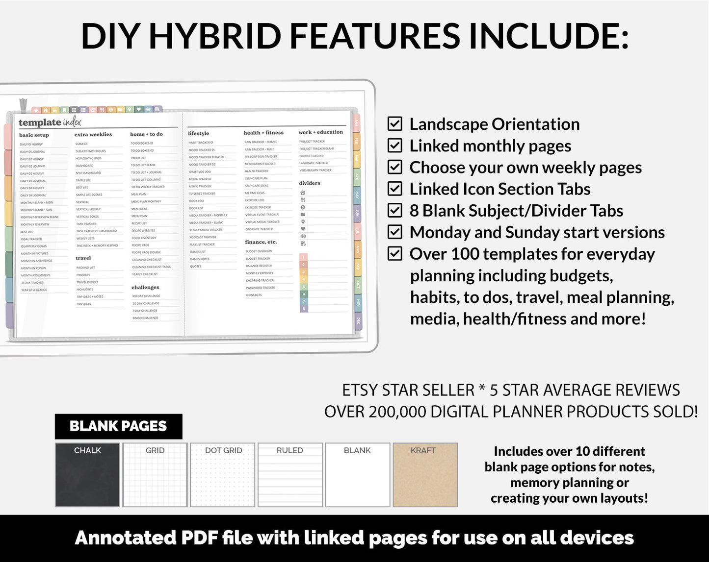 Undated DIY Hybrid Digital Planner | Boho | GoodNotes, iPad & Android