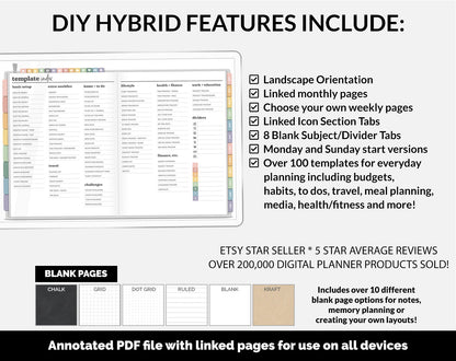 Undated DIY Hybrid Digital Planner | Boho | GoodNotes, iPad & Android