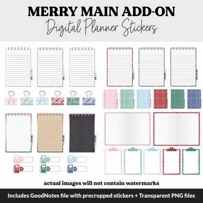 Merry Add-On Digital Stickers | GoodNotes & iPad | Trackers, Budget, Meal Planning, Health, Habits