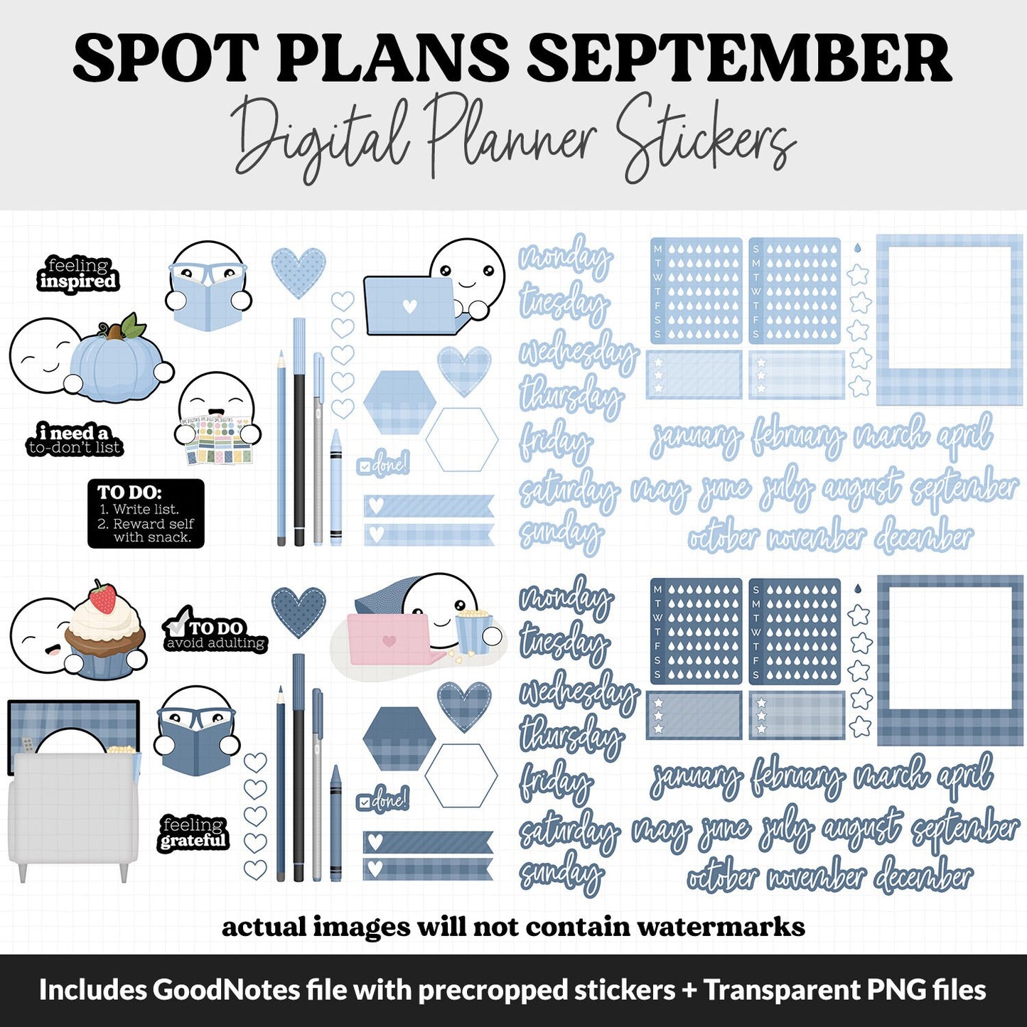 Spot Plans September Digital Stickers | GoodNotes, iPad and Android | Sunrise | Sassy, Fall, Cafe, Adulting, Planning, Funny