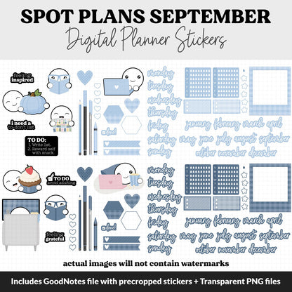Spot Plans September Digital Stickers | GoodNotes, iPad and Android | Sunrise | Sassy, Fall, Cafe, Adulting, Planning, Funny