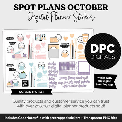 Spot Plans October Digital Stickers | GoodNotes, iPad and Android | Twilight | Sassy, Fall, Halloween, Adulting, Planning, Funny