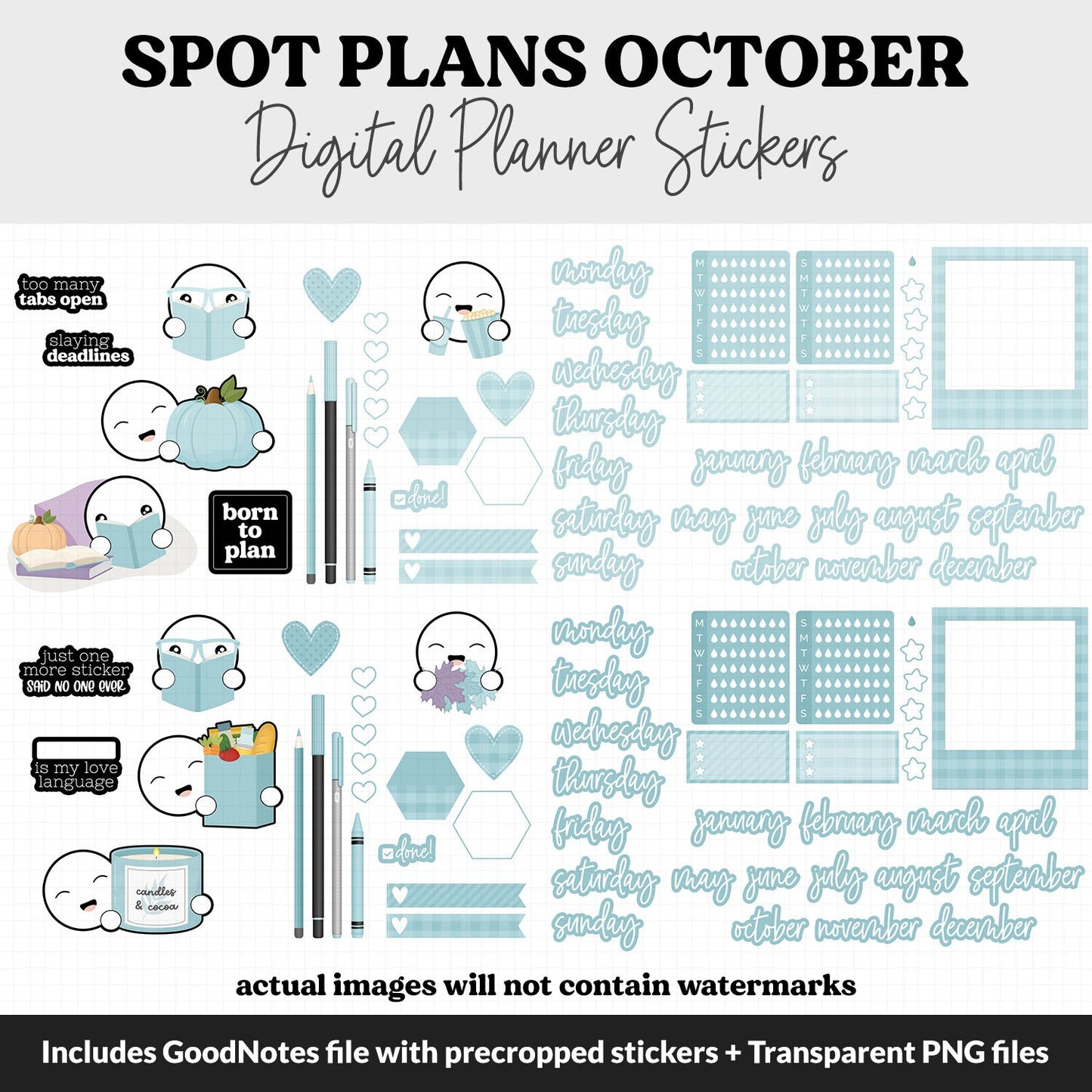 Spot Plans October Digital Stickers | GoodNotes, iPad and Android | Twilight | Sassy, Fall, Halloween, Adulting, Planning, Funny