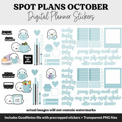 Spot Plans October Digital Stickers | GoodNotes, iPad and Android | Twilight | Sassy, Fall, Halloween, Adulting, Planning, Funny