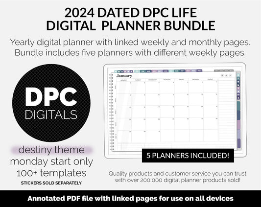 BUNDLE! 2024 Dated DPC Life Digital Planner | Destiny | GoodNotes, iPad & Android | Landscape