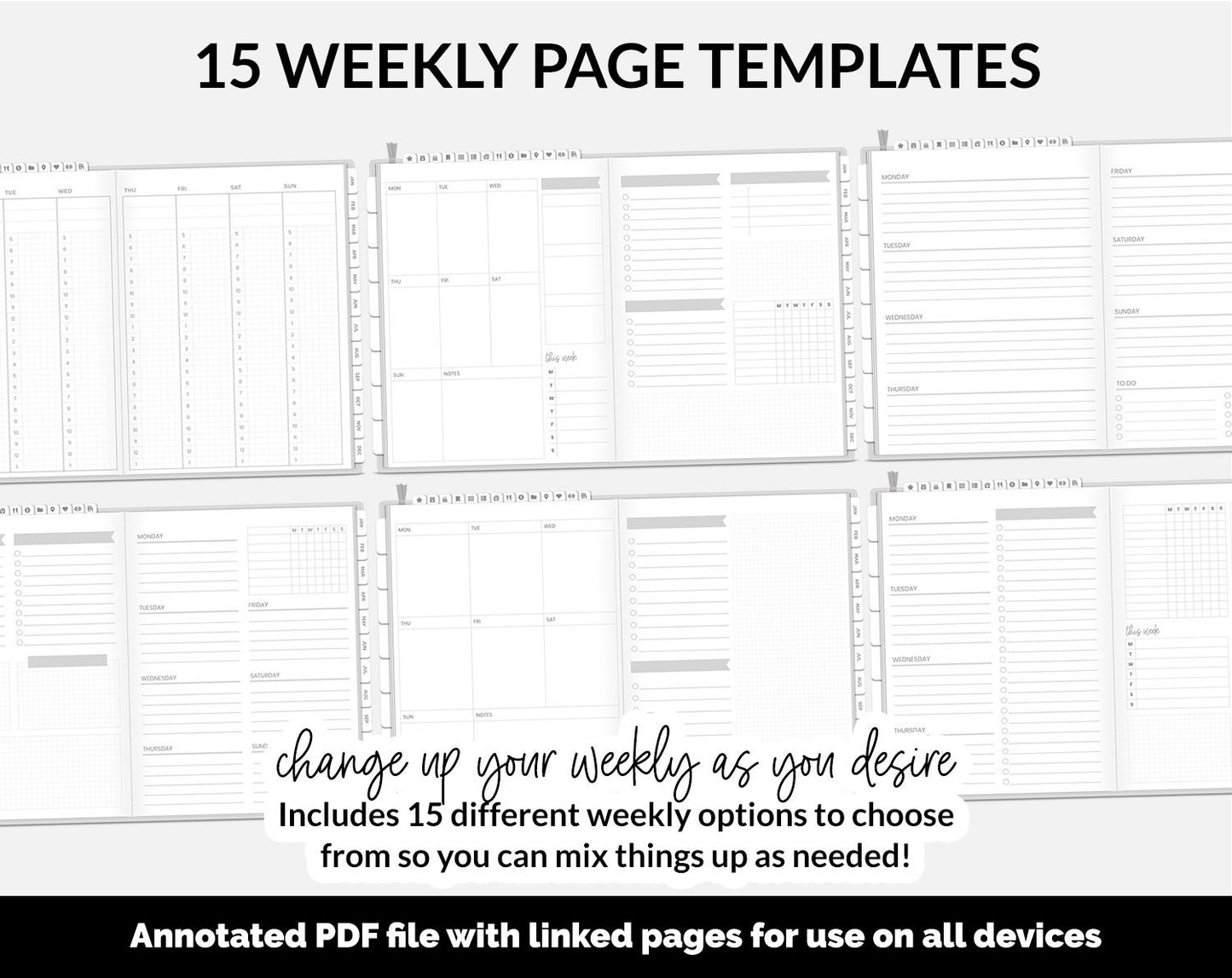 Undated DIY Hybrid Digital Planner | Whiteout | GoodNotes, iPad & Android
