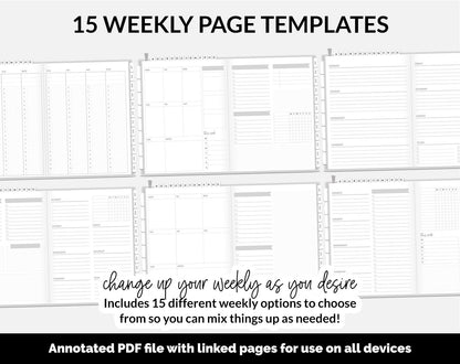 Undated DIY Hybrid Digital Planner | Whiteout | GoodNotes, iPad & Android