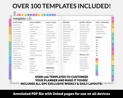 Undated DIY Hybrid Digital Planner | Rainbow | GoodNotes, iPad & Android