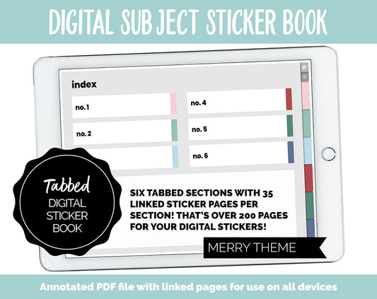 Blank Subject Digital Sticker Books | Merry Theme | Goodnotes, iPad & Android
