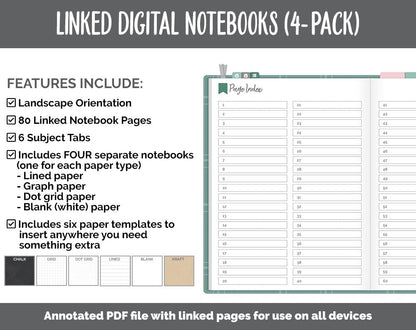 Linked Digital Notebooks 4- Pack | Merry Theme | GoodNotes, iPad & Android