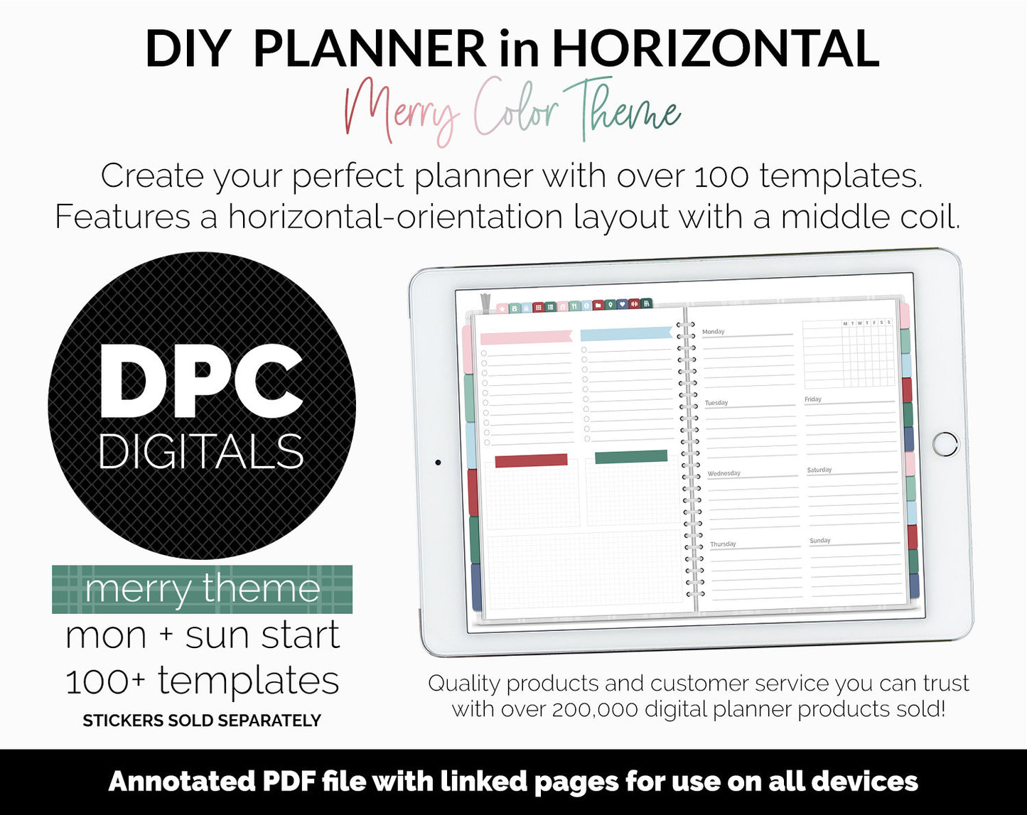 DIY Horizontal Digital Planner | Merry Theme | Goodnotes, iPad & Android