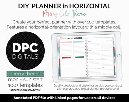 DIY Horizontal Digital Planner | Merry Theme | Goodnotes, iPad & Android