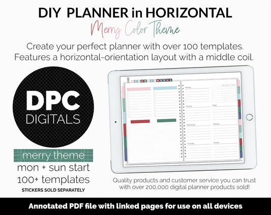 DIY Horizontal Digital Planner | Merry Theme | Goodnotes, iPad & Android