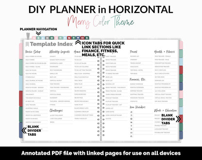 DIY Horizontal Digital Planner | Merry Theme | Goodnotes, iPad & Android