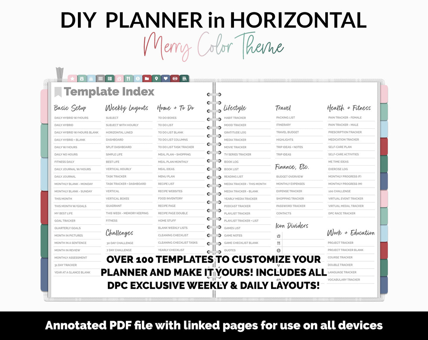 DIY Horizontal Digital Planner | Merry Theme | Goodnotes, iPad & Android