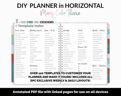 DIY Horizontal Digital Planner | Merry Theme | Goodnotes, iPad & Android
