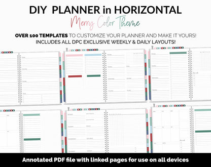 DIY Horizontal Digital Planner | Merry Theme | Goodnotes, iPad & Android