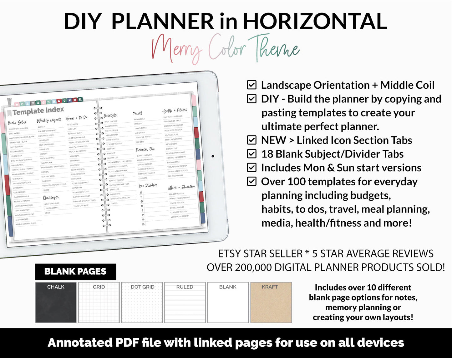 DIY Horizontal Digital Planner | Merry Theme | Goodnotes, iPad & Android