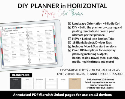 DIY Horizontal Digital Planner | Merry Theme | Goodnotes, iPad & Android