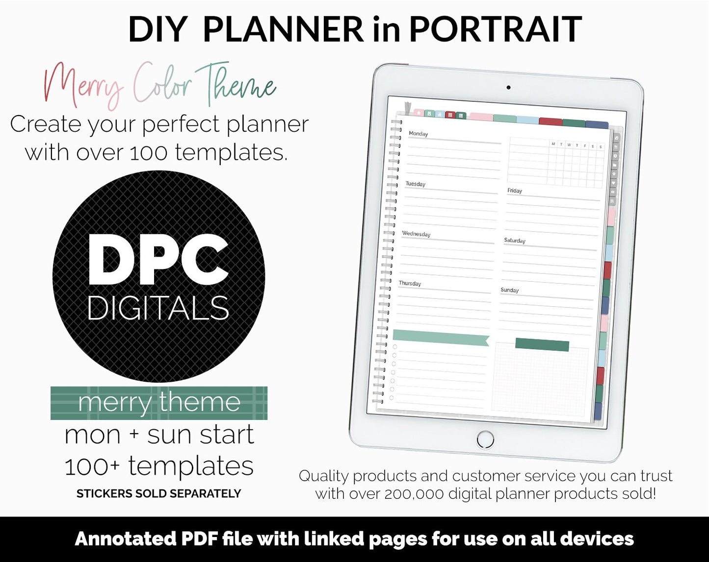 DIY Portrait Digital Planner | Merry Theme | Goodnotes, iPad & Android