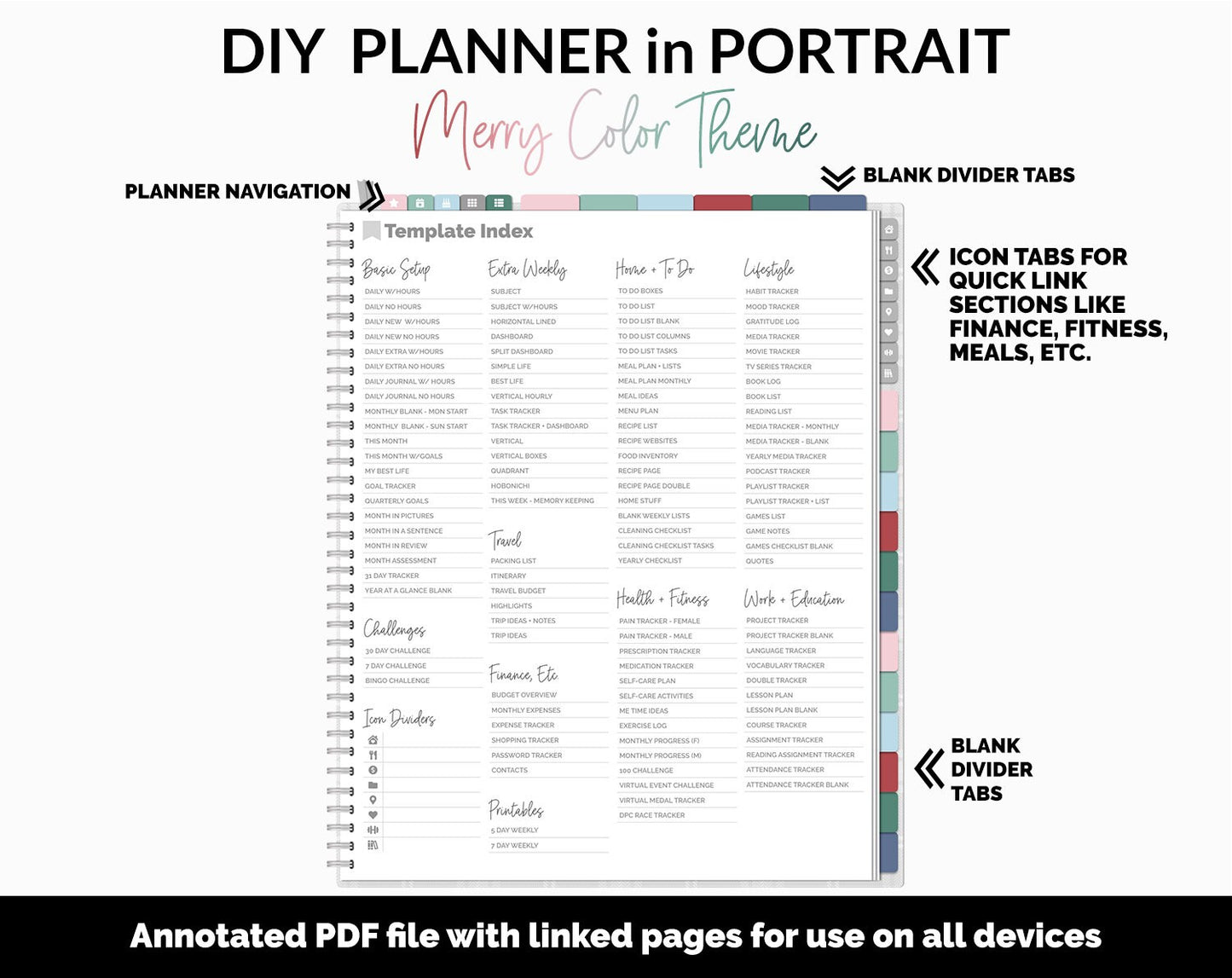 DIY Portrait Digital Planner | Merry Theme | Goodnotes, iPad & Android