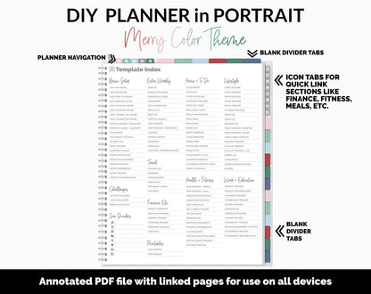 DIY Portrait Digital Planner | Merry Theme | Goodnotes, iPad & Android