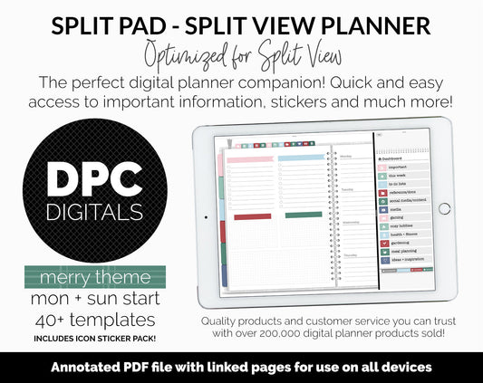 Split Pad | Split View Digital Planner | Merry Theme | GoodNotes & iPad