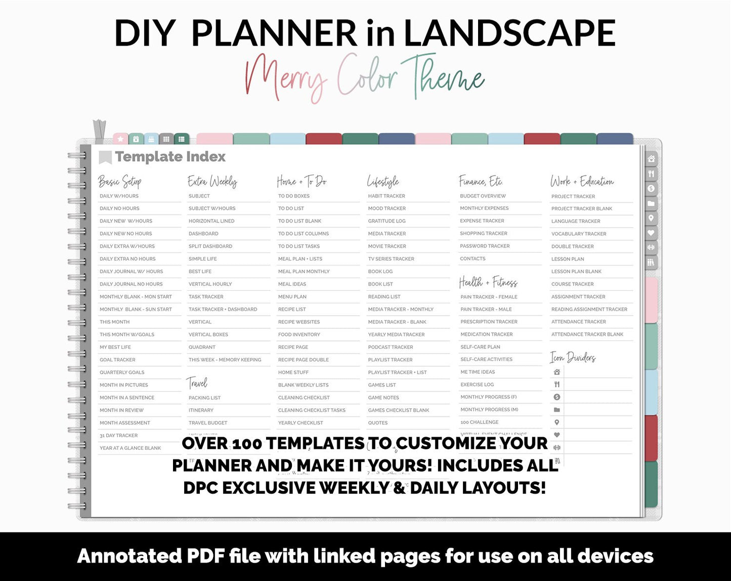 DIY Landscape Digital Planner | Merry Theme | Goodnotes, iPad & Android | Notebook