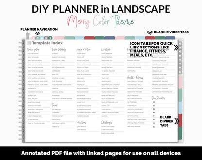 DIY Landscape Digital Planner | Merry Theme | Goodnotes, iPad & Android | Notebook