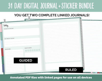 31 Day Digital Journal + Sticker Bundle | Merry Theme