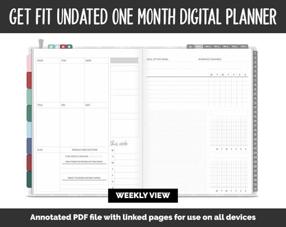 Undated Get Fit One Month Digital Planner | Merry Theme | GoodNotes, iPad & Android | Fitness, Self-Care, Health, Workout