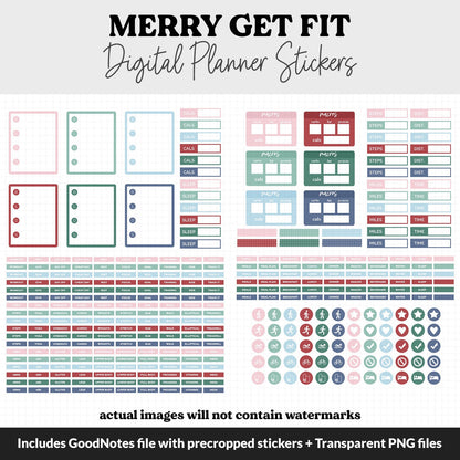 Get Fit Merry Digital Stickers | GoodNotes & iPad | Fitness, Health, Self-Care, Workout