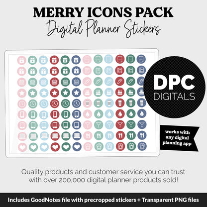 Merry Icons Digital Planner Stickers | GoodNotes, iPad and Android | Icons, Life, Weather, Everyday