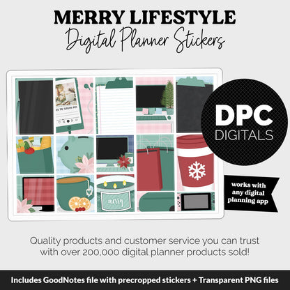 Merry Lifestyle Add-On Digital Stickers | GoodNotes & iPad | TV, Playlist, Travel, Reading, Work, Groceries