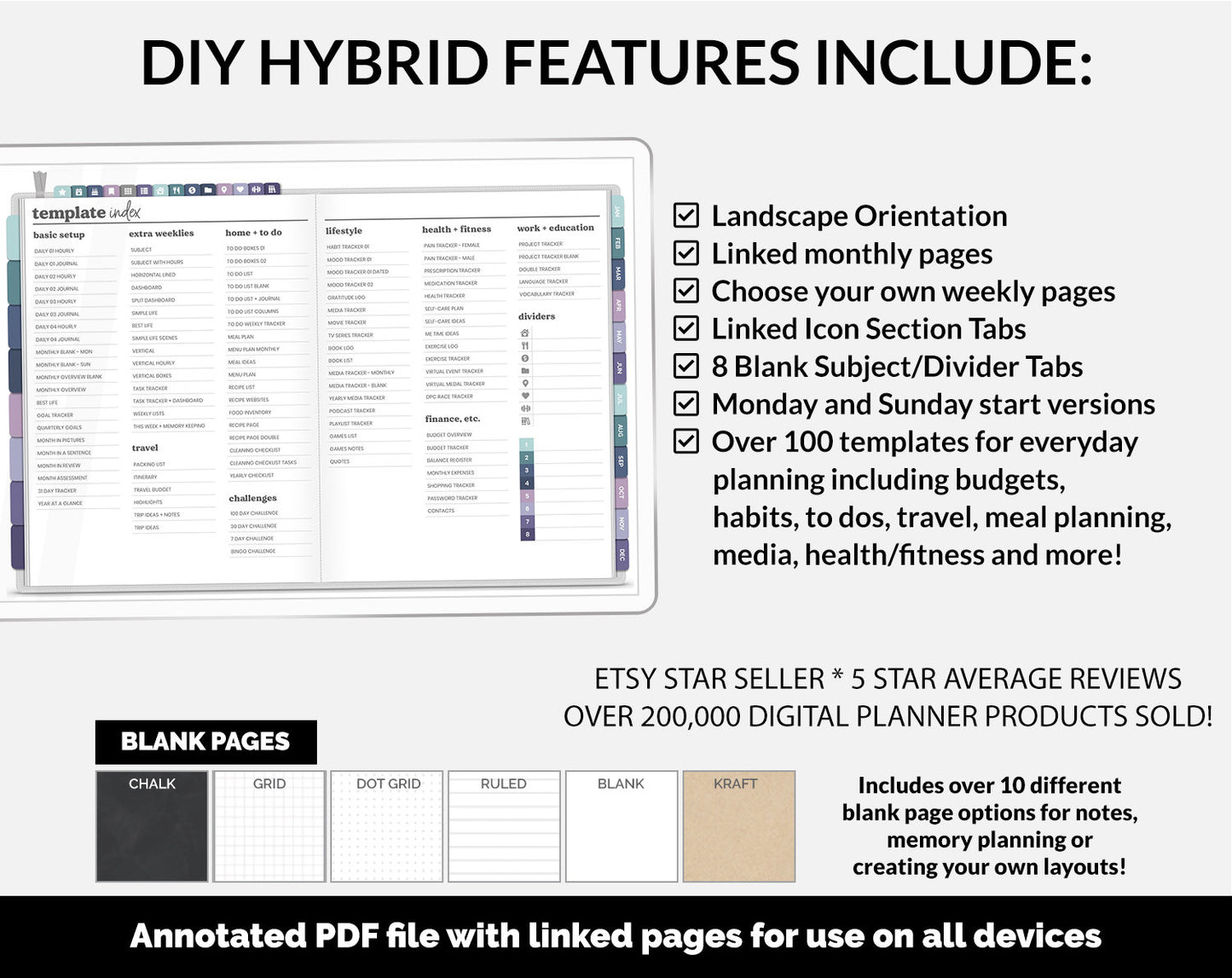 Undated DIY Hybrid Digital Planner | Destiny | GoodNotes, iPad & Android